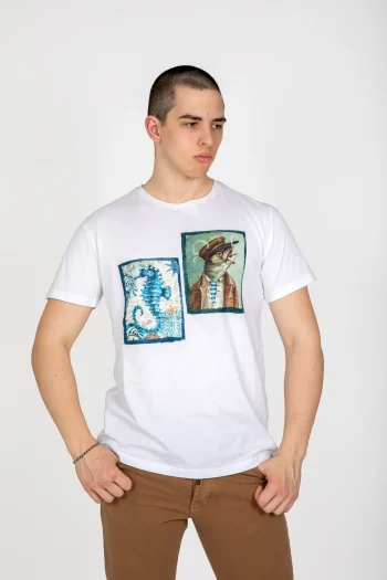 t-shirt uomo con pesci