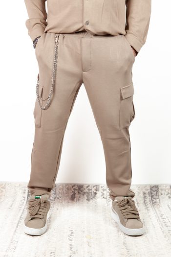 pantaloni cargo uomo beige