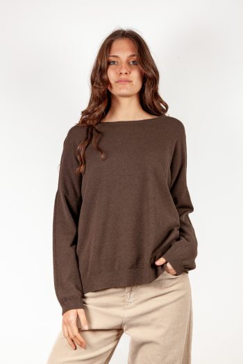 Maglia Ampia in Misto Viscosa con Collo a Barchetta