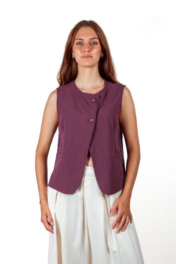 Gilet Donna in Viscosa con Due Bottoni Frontali Elegante